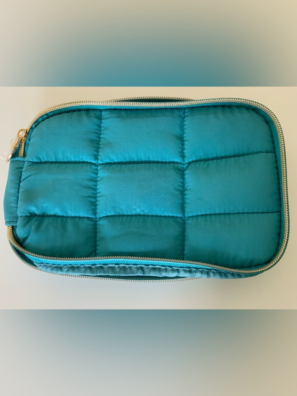 Kind
Science Teal Quilted Puffer Cosmetic Pouch.
